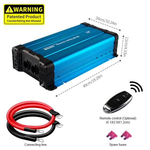 Solarvertech 12V Pure Sine Wave Power Inverter Single Output 2500 Watt