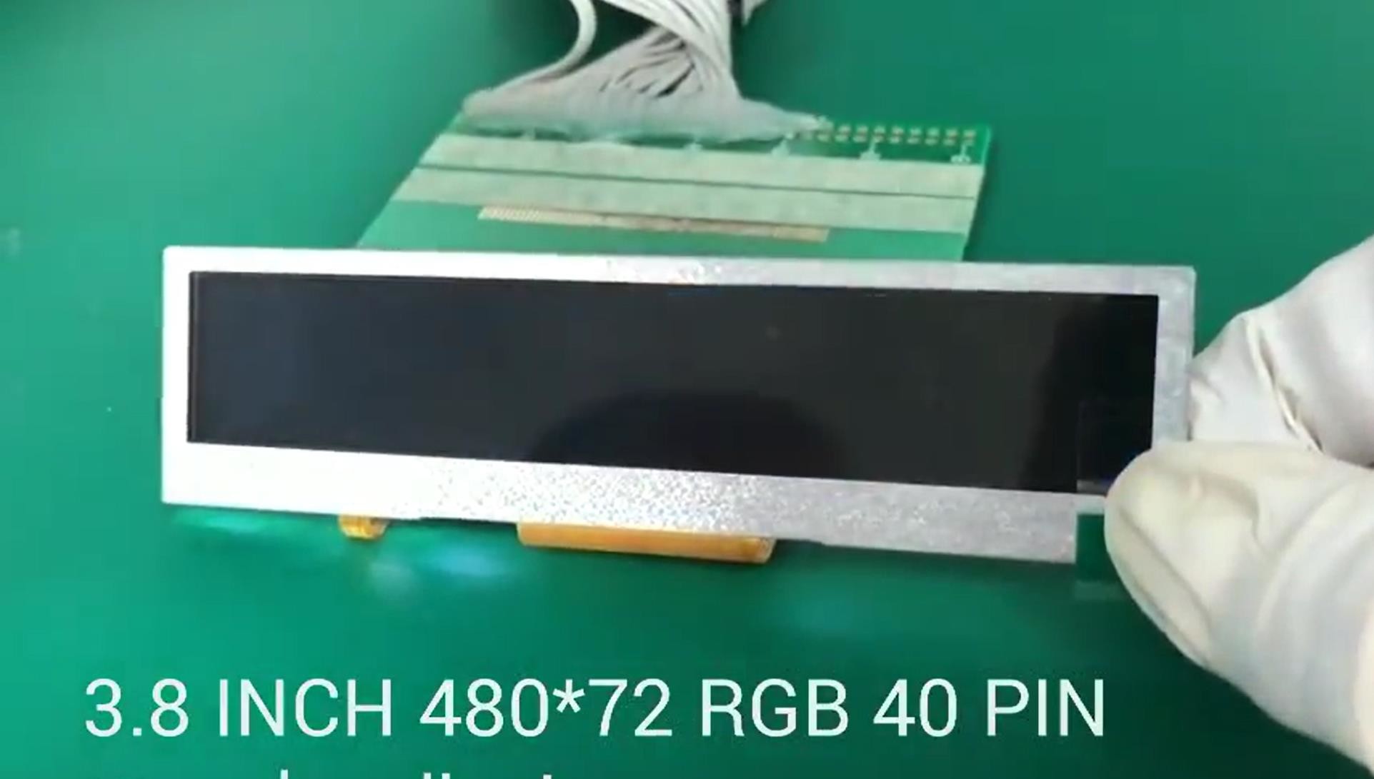 тип TFT LCD Адвокатуры 3,8 дюймов, 480X72 разрешение, интерфейс RGB 40 штырей, 300cd/m2,