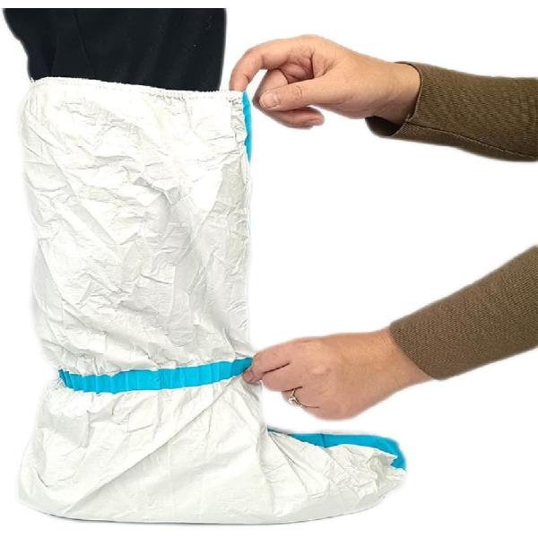 ISO сертифицированные нетканые микропористые высокие длинные одноразовые ботинки, мягкие и прочные