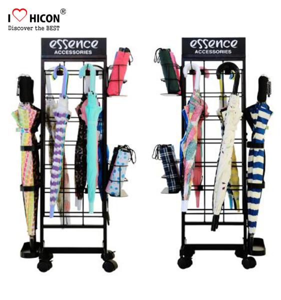 Get Notice Floor POP Displays Umbrella Merchandising Stand Metal Black