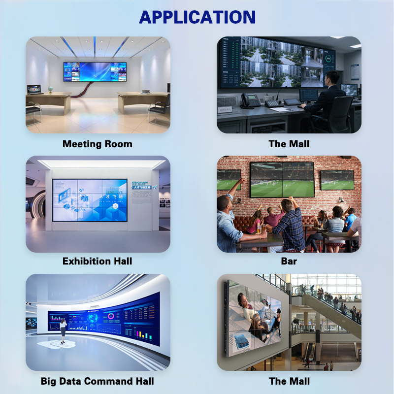 46-85 Inch LCD Video Wall with 0.88mm Narrow Bezel 4K Resolution and 700 Nits Brightness
