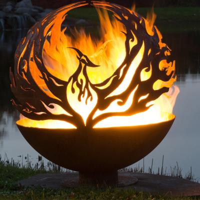 Projeto Rusty Outdoor Metal Fire Ball do teste padrão de Phoenix no aço de Corten