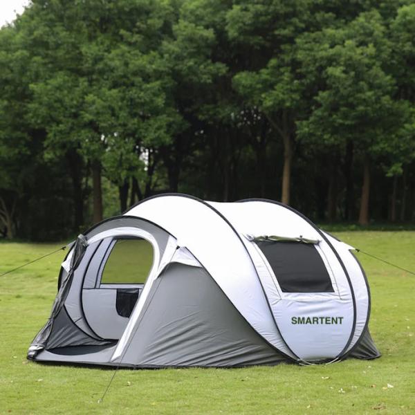 280*200*130CM Grey Waterproof PU2000MM Coated 190T Polyester 4-Season Pop Up Tent Boat With Mesh Windows For Camping