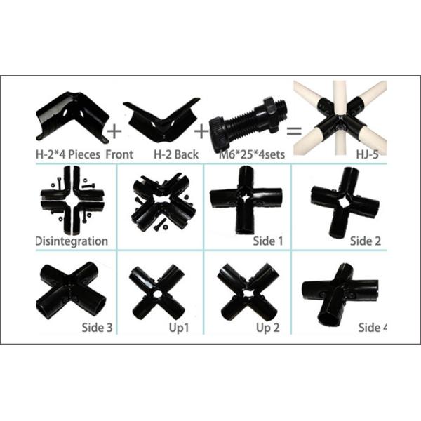 5 Way Plastic Coated Metal Pipe Connectors , 2.5mm Thickness Cold - Roll Steel Plate