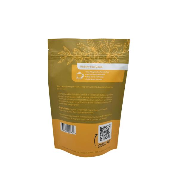 2 oz Custom Printed Design Aluminized Stand Up Resealable Tea Bags for Loose Leaf Tea Packaging
