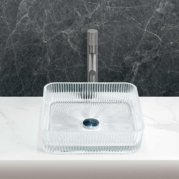 Rectangular Transparent Bathroom Wash Basin 12mm Thickness Long Lasting Durability