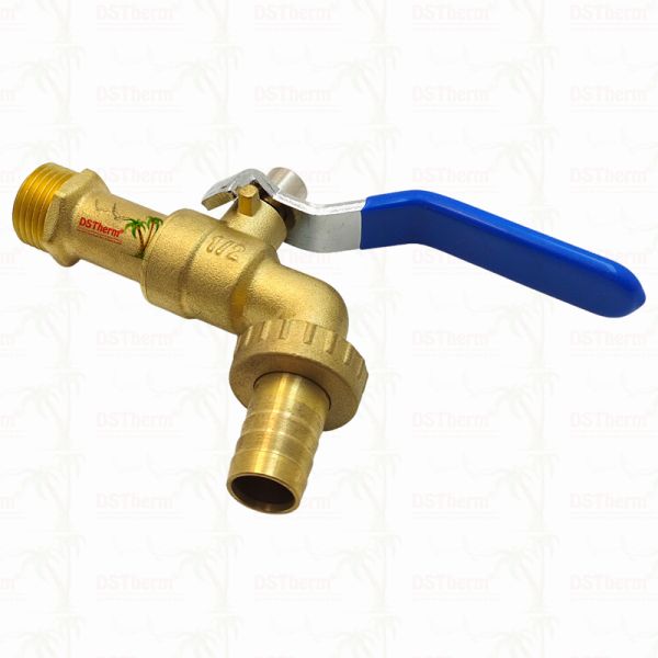 Gold Plated Heavy Duty Classic Blue Iron Handle Bibcocks Spout Faucet Spigot Water Tap 1/2