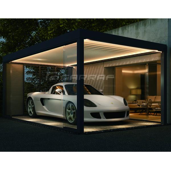 Outdoor Waterproof Shade Electric Bioclimatic Aluminum Pergola with Retractable Shutters Roof Solar Panels