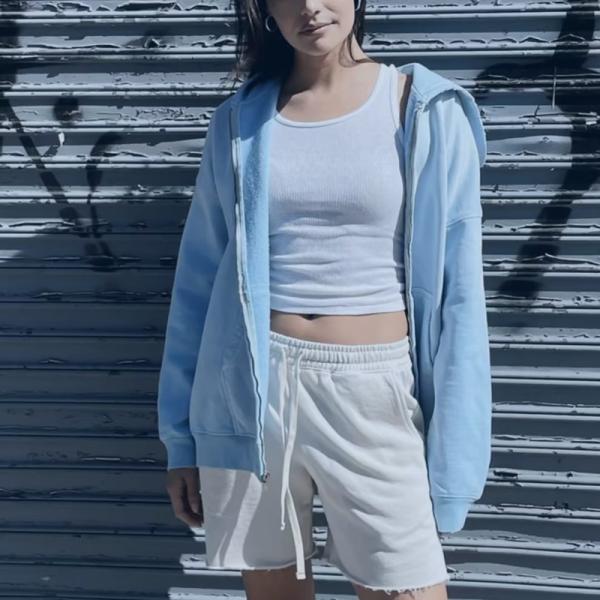 Custom Acid Wash Hoodie Zip Up Men Boxy 400gms 500gsm Heavyweight Sun Faded Distressed Aged Baby Blue