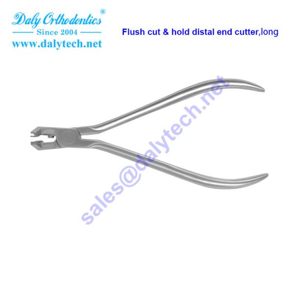 Flush cut and safety hold distal end cutter pliers of orthodontic appliance for dental tools