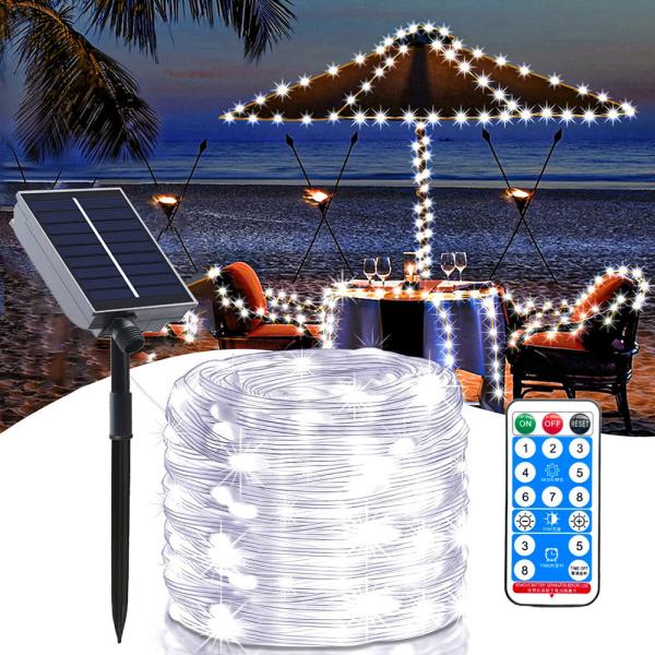 24V 100LED DIY Leather Wire Lamp Solar String Light For Wedding Garden