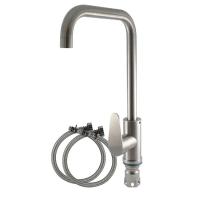 Stainless Steel Body Deck Mounted Tap Cold And Hot Mixer Spring Silver Kitchen Faucet