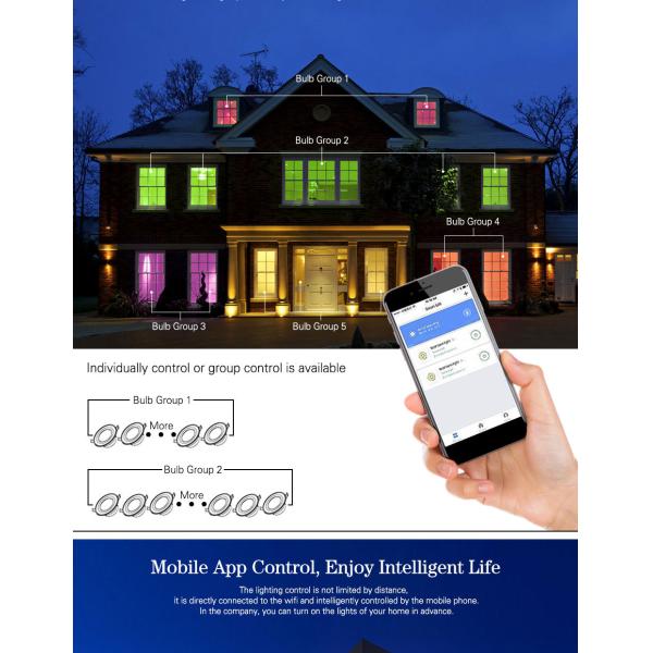 Living Room Downlight with White Shade Tuya Bluetooth Smart RGBCW Full-color Dimming