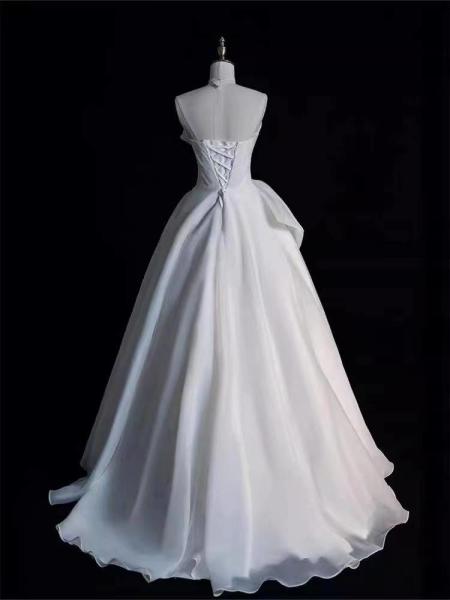 White Fitted Evening Dress With Embellished Shawl