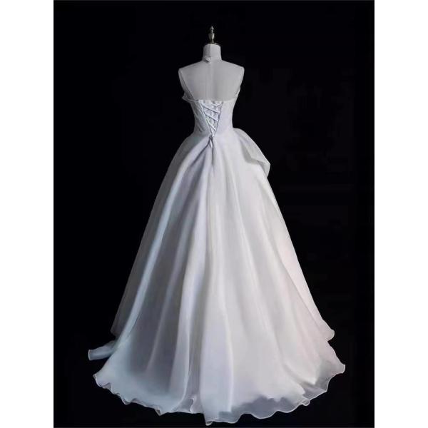 White Fitted Evening Dress With Embellished Shawl