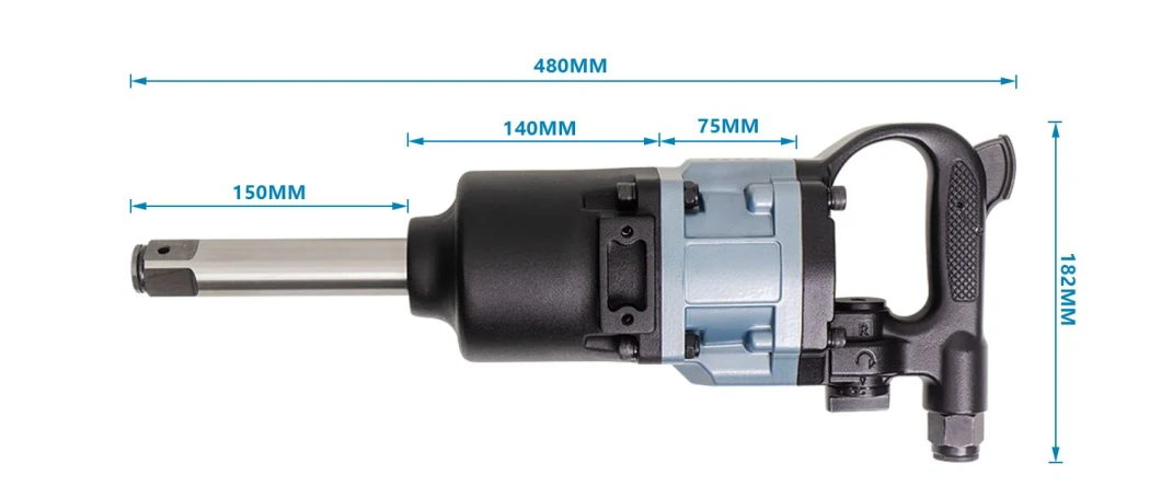 Pinless Hammer 1 Inch Air Impact Wrench Safety High Torque 2550nM