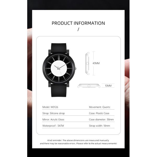Simple Black Waterproof Men's Quartz Watch