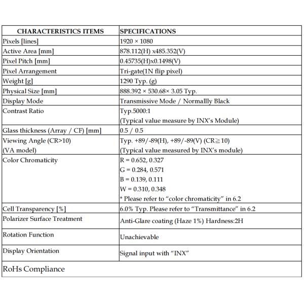 Innolux 40 Inch TV Display Panel Full HD LED TV Panel V400HJB-P03 REV.C3