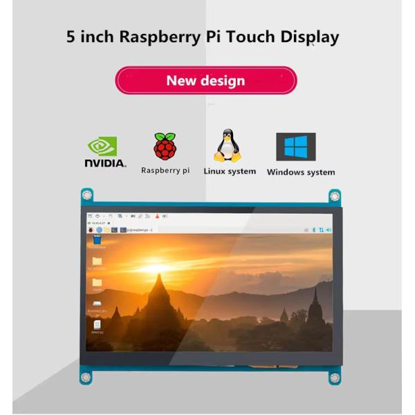 5 Inch 800x480 HDMI Touch TFT Display 400 Cd/M2 Raspberry Pi LCD Display