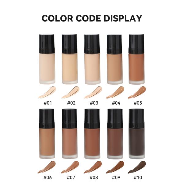 Private Label 10 Colors Creamy Full Coverage Waterproof Vegan Long Lasting Moisturizing Liquid Foundation for Dark Skin