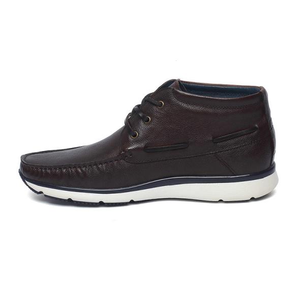 Coffee Lace Up Rubber Outsole Mens Leather Casual Boots