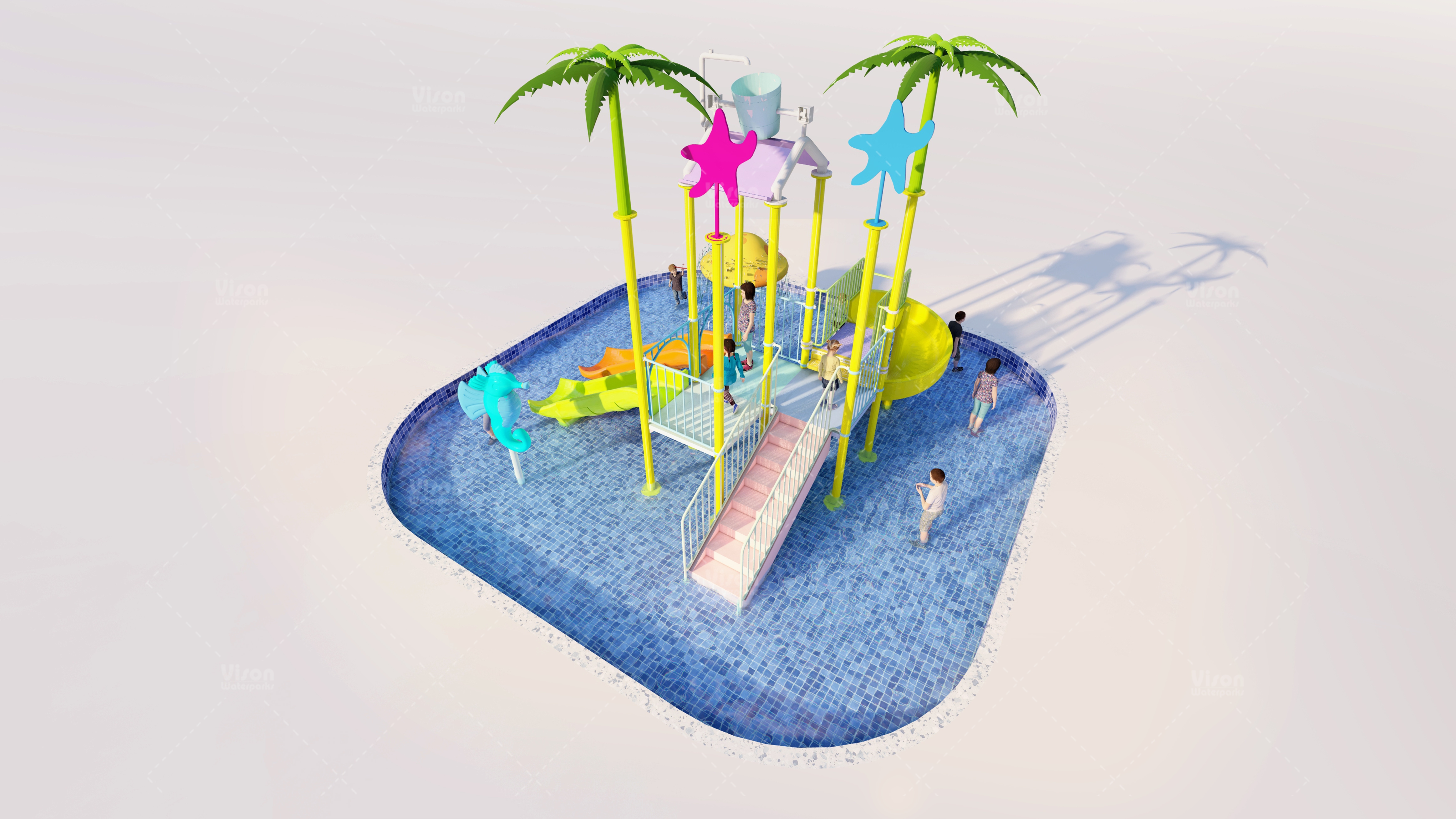 Ocean Style Theme Aqua Playground with Foldable And Lightweight Design for More Than 10 Years Service Life