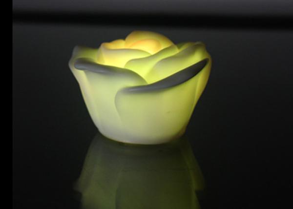 White Plastic Rose Shaped Led Night Light With Water Action Or Button Off / On