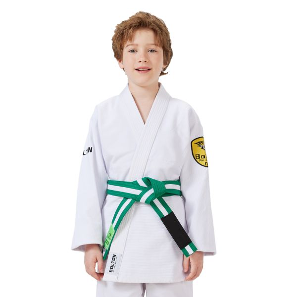 White 350gsm Pearl Weave BJJ Gi 100% Cotton Breathable Brazilian Jiu Jitsu Uniform For Kids