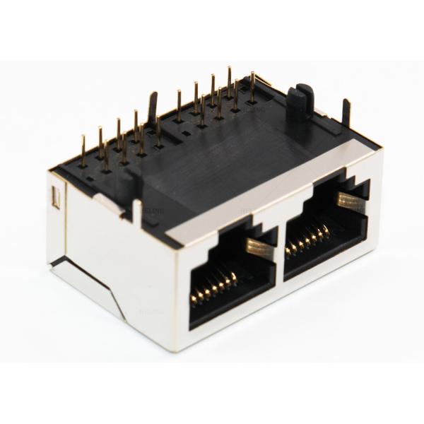 Through Hole Network RJ45 Multiport Connector Female 1 x 2 PCB Mount