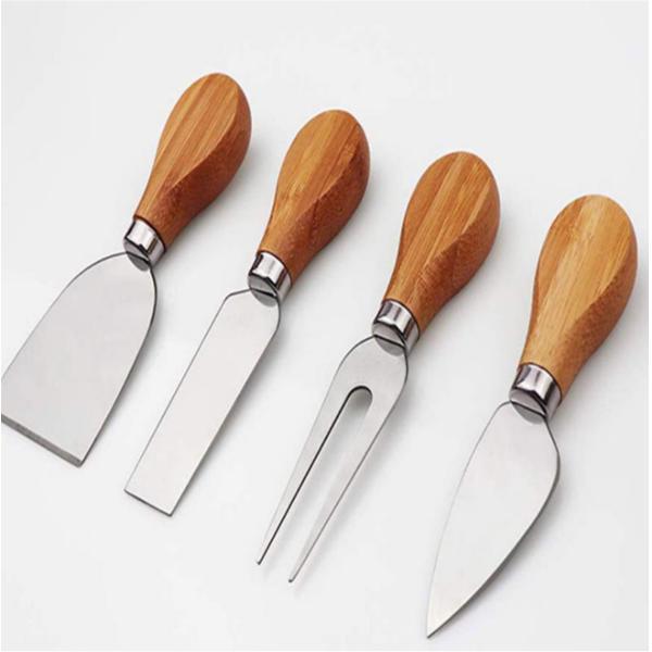 Small Bamboo Meat Charcuterie Cheese Board with Knives Custom Logo Round Pizza Stands
