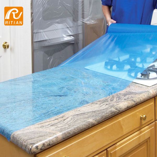 Película protectora de PE soluble en agua resistente al calor a 60℃ para mármol y granito, no deja residuos