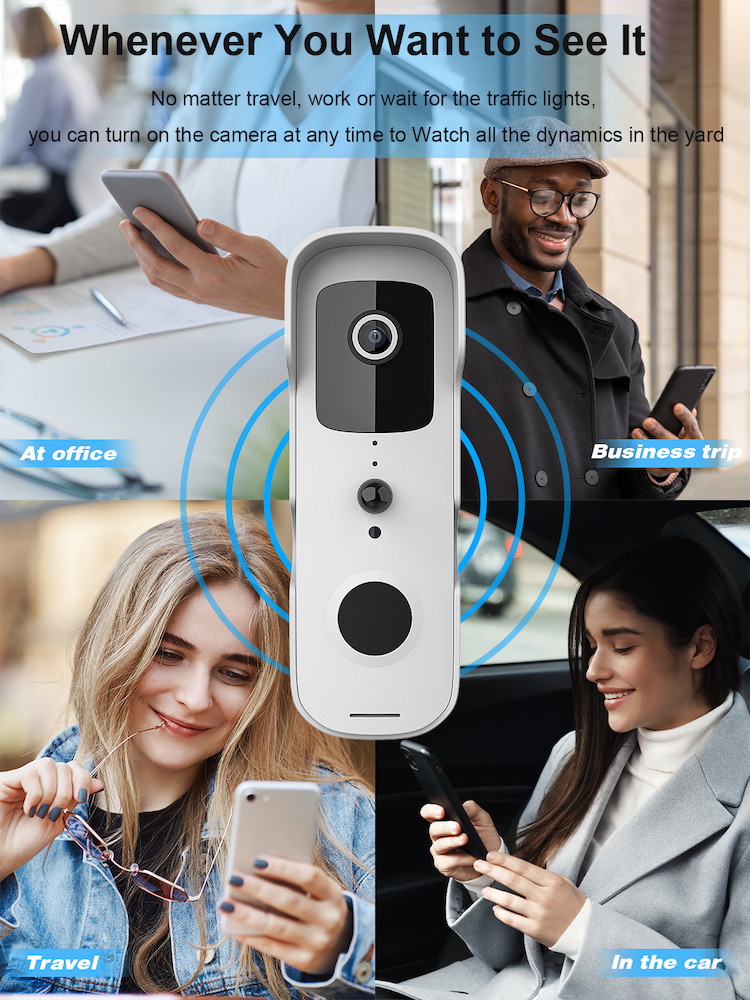 камера дверного звонока безопасностью 2.4G умная Hd Wifi с аудио ночного видения перезвона двухсторонним