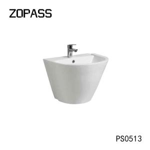 Lavabo moderne blanc de Hung Porcelain Half Pedestal Hand de mur d'évier de