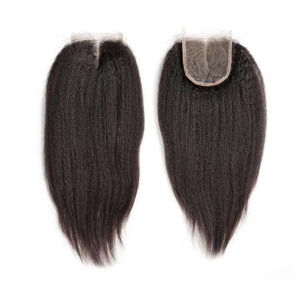 Yaki Straight 100% Virgin Human Hair Extensions 3 Bundles With Lace Closure