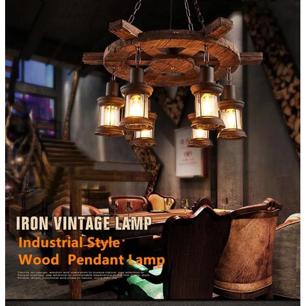 Люстры металла ламп смертной казни через повешение шлюпки корозия ретро деревенской деревянной ретро анти-