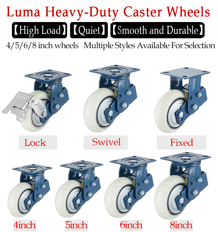Heavy Duty Single Caster Dual Spring Loaded Pu Caster Wheels  4