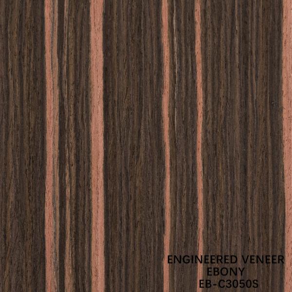 Artificial Ebony Wood Veneer Vertical Grain Red Color 2200-3100mm Length For Hotel Decoration EB-C1519S / 3036S / 3050S