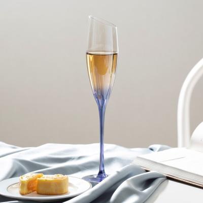 O arco-íris inclinou a haste longa Champagne Glasses 6 de 172ml onças de azul do inclinação
