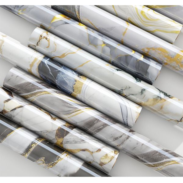 High Gloss Marble Effect PVC Laminate Film Custom Thickness for Architectural Surface