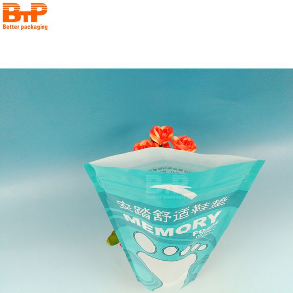 Customized Printed Shoe-pad Packing Heat Seal Shoe Padding Reusable Zipper Insole Packaging Plastic Bags