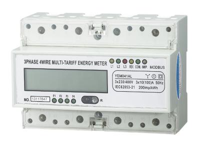 Multi - rate Multi tariff  Three Phase Energy Meter Din Rail KWH Meter With Far Infrared / RS485