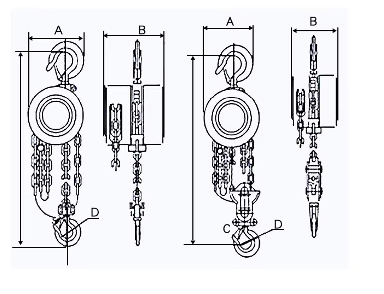 Manual Pully Block 1t 2 Ton 3t 5t 10t 3m 6m G80 Chain Hoist Hsz Type Hand Chain Block