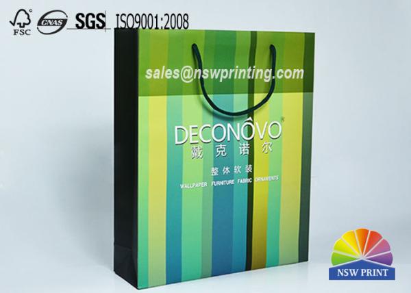 Black PP Rope Handle Branded Printed Paper Bags CMYK Colors Printing