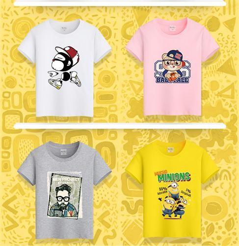 Scoop Neck Children's Style Clothing , Short - Sleeved Cotton Children T Shirt