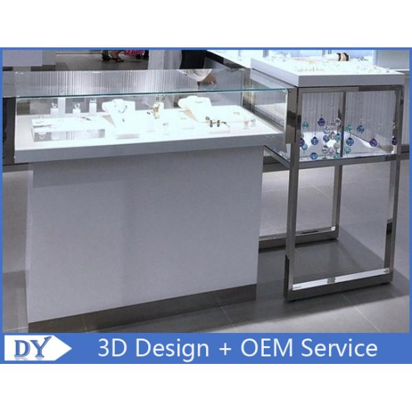 Simple Nice Wooden Glass  Gloss White Jewellery Shop Counter