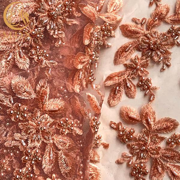 Отбортованное французское вышило Тюль шнурует яркий блеск ручной работы ткани для платья партии