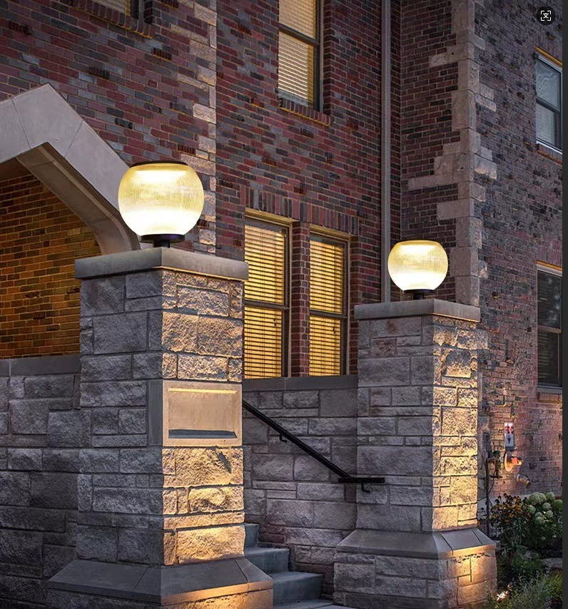 Intelligent Light Control + Remote Control Solar LED Post Light Three Color Modes Waterproof & Rustproof
