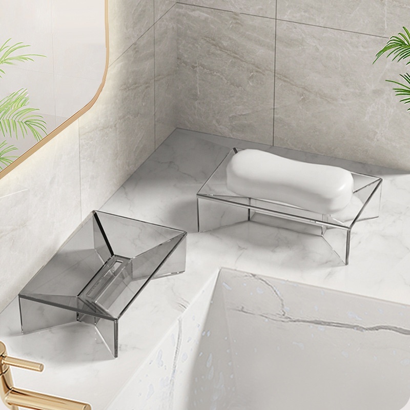 New Design Portable Transparent Table Soap Rack Free Perforation Drain Storage Soap Rack for Household Bathroom Toilet