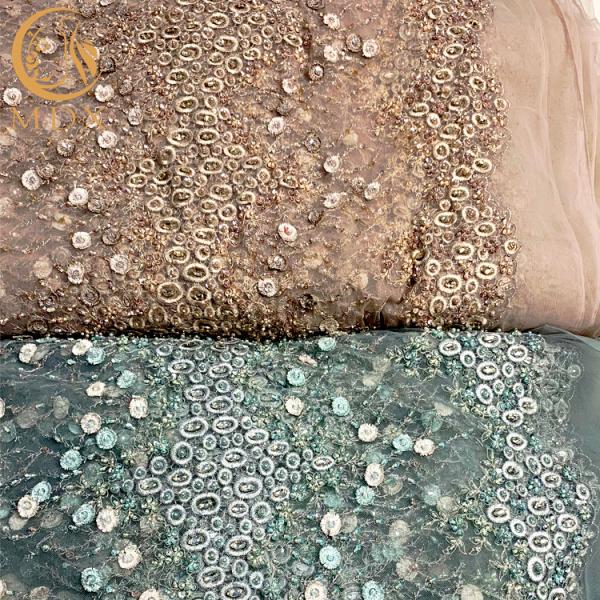 Африканец золота отбортовал Handmade ткань шнурка вышивки с Appliques