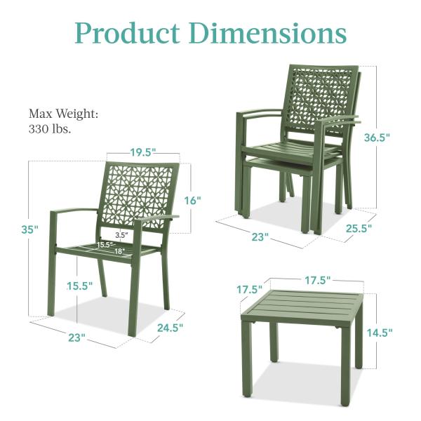 Outdoor Furniture AJUNION Modern Steel KD Frame Garden Set Stackable Chair Bistro Set
